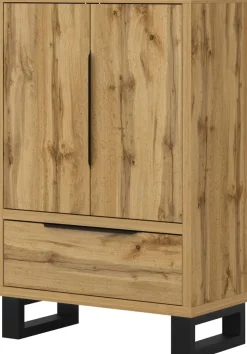 Home affaire Drehtürenschrank »Bronne,Breite 89,5 cm, Mehrzweckschrank, Universalschrank, Garderobe« Kleiderschrank, 1 Schublade, Metallgriffe, Garderobe