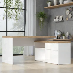 Home affaire Eckschreibtisch »Easy, Computertisch – 38 mm Platte, perfekt fürs Büro & Homeoffice« Breite/Tiefe 138/132 cm, Schubkasten mit Selbsteinzug u. Dämpfung