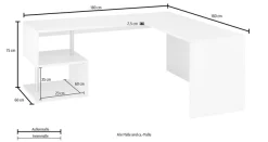 Home affaire Eckschreibtisch »Esse, Schreibtisch im modernen Design« mit oder ohne Monitoraufsatz Breite 180/160 cm, 