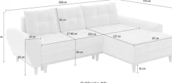 Home affaire Ecksofa »Ahrdorf mit Bettfunktion und Bettkasten, Maße: B/H/T 268/86/175 cm« L-Form mit 3 Rückenkissenund moderne gerundete Armlehnen