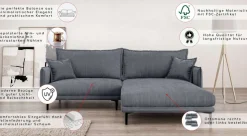 Home affaire Ecksofa »ALEXANDRIA mit Recamiere rechts oder links bestellbar, moderne Bezüge« L-Form mit Wellenunterfederung, Maße: B/H/T 246/86/190 cm