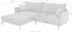 Home affaire Ecksofa »ALEXANDRIA mit Recamiere rechts oder links bestellbar, moderne Bezüge« L-Form mit Wellenunterfederung, Maße: B/H/T 246/86/190 cm