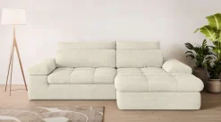 Home affaire Ecksofa »ALVERIE mit Recamiere, moderne Steppung, Maße: B/T/H 274/203/106 cm« L-Form mit Wellenunterfederung, mit 4 Rückenkissen, pflegeleicht Stoff