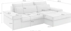Home affaire Ecksofa »ALVERIE mit Recamiere, moderne Steppung, Maße: B/T/H 274/203/106 cm« L-Form mit Wellenunterfederung, mit 4 Rückenkissen, pflegeleicht Stoff