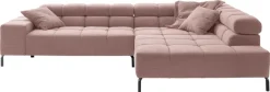 Home affaire Ecksofa »Ancona New, wahlweise motorische Sitztiefenverstellung, auch in Cord« feine Steppung, mit Kopfteilverstellung, 3 Zierkissen,L-Form