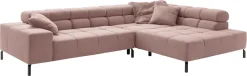 Home affaire Ecksofa »Ancona New, wahlweise motorische Sitztiefenverstellung, auch in Cord« feine Steppung, mit Kopfteilverstellung, 3 Zierkissen,L-Form