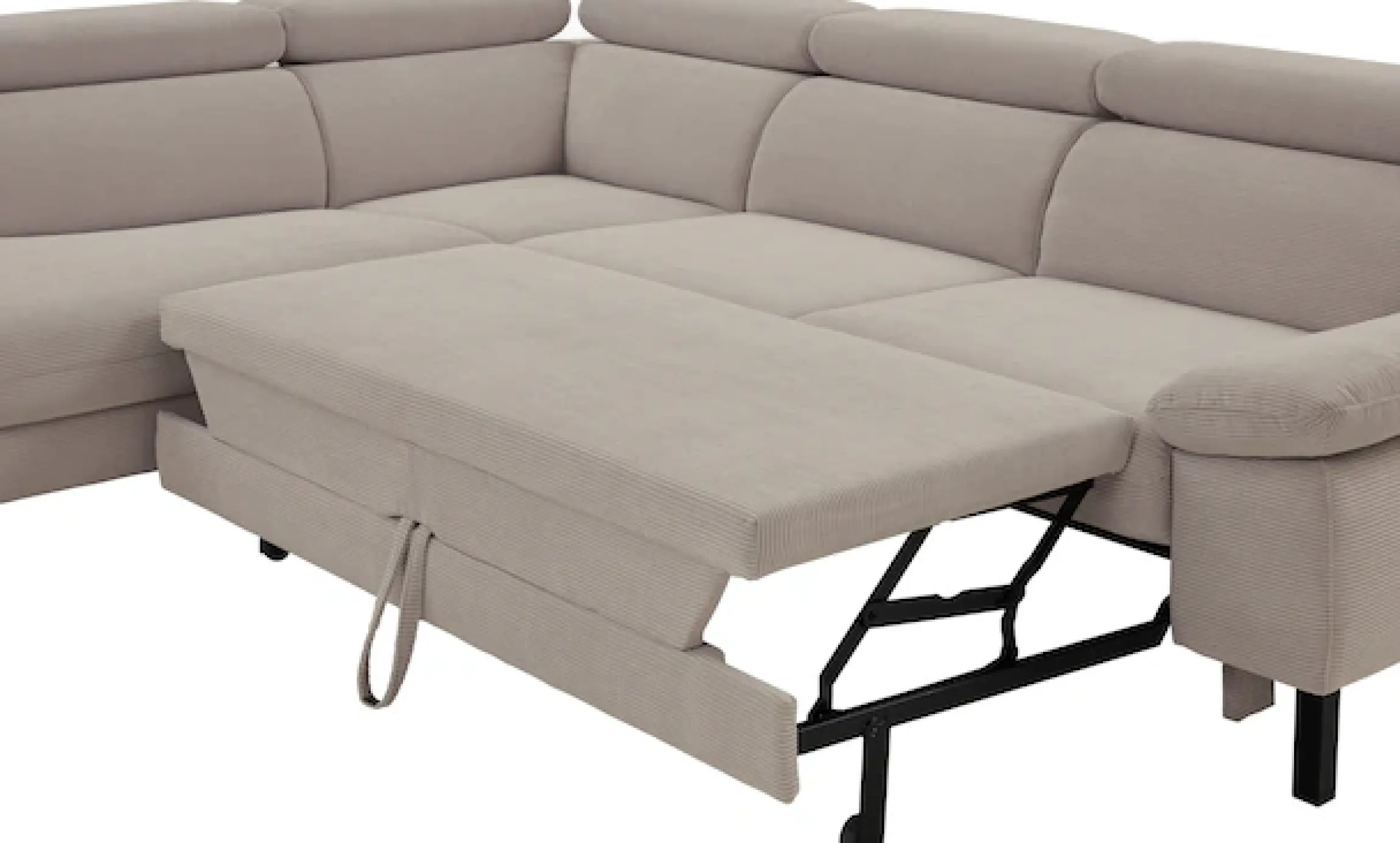 Home affaire Ecksofa »Arnayon mit Querschläfer-Bettfunktion, Schlafsofa, großer Bettkasten« manuelle Kopfteilverstellung, Tonnentaschen-Federkern, Feincord L-Form