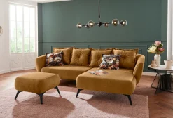 Home affaire Ecksofa »Baggio romantische Polsterecke, bequem,Breite 277 cm, L-Form« Zierkissen inklusive, schwarze Metallfüße