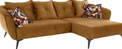 Home affaire Ecksofa »Baggio romantische Polsterecke, bequem,Breite 277 cm, L-Form« Zierkissen inklusive, schwarze Metallfüße