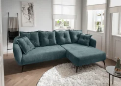 Home affaire Ecksofa »Baggio Stellmaße 277/162 cm, modern & elegant, hoher Fuß« L-Form, schwarze Metallfüße