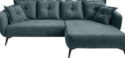 Home affaire Ecksofa »Baggio Stellmaße 277/162 cm, modern & elegant, hoher Fuß« L-Form, schwarze Metallfüße