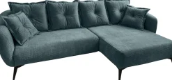 Home affaire Ecksofa »Baggio Stellmaße 277/162 cm, modern & elegant, hoher Fuß« L-Form, schwarze Metallfüße