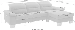 Home affaire Ecksofa »Basel, mit vollmotorischem Relaxkomfort, Breite 283cm«
