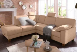 Home affaire Ecksofa »Belfort L-Form« mit Federkern, wahlweise mit Schlaffunktion und Stauraum