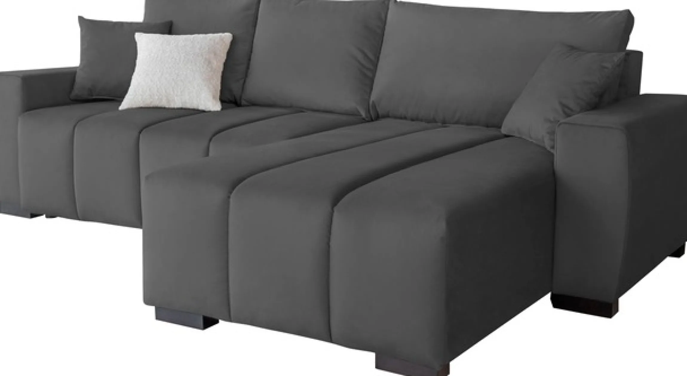 Home affaire Ecksofa »Bello L-Form, B: 256 cm« Schlaffunktion, Bettkasten & 2 Zierkissen, Federkern