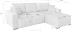 Home affaire Ecksofa »Bello L-Form, B: 256 cm« Schlaffunktion, Bettkasten & 2 Zierkissen, Federkern