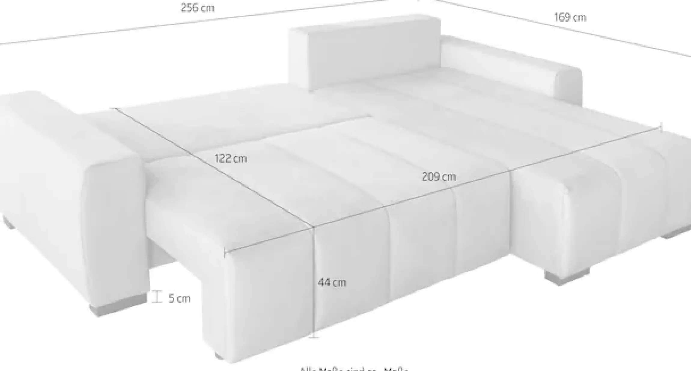 Home affaire Ecksofa »Bello L-Form, B: 256 cm« Schlaffunktion, Bettkasten & 2 Zierkissen, Federkern