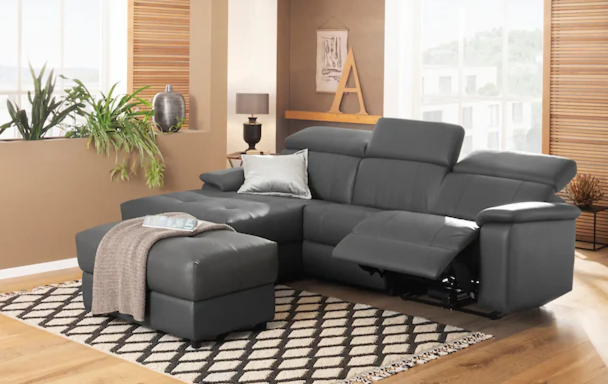 Home affaire Ecksofa »Binado, L-Form,« mit manueller oder elektrischer Relaxfunktion mit USB-Anschluss