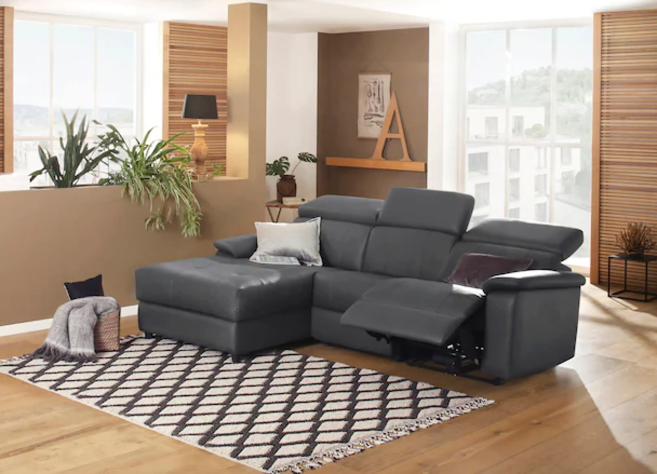 Home affaire Ecksofa »Binado, L-Form,« mit manueller oder elektrischer Relaxfunktion mit USB-Anschluss