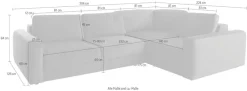 Home affaire Ecksofa »Bloomfield, Breite 304cm, Mega Polsterecke mit viel Platz, L-Form« extra tiefe Sitzfläche, wahlweise mit Sitztiefenverstellung