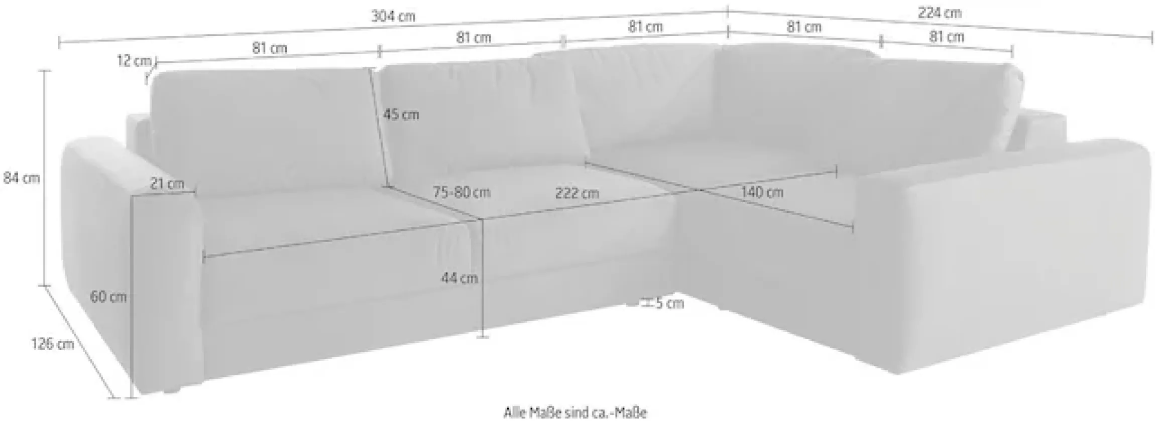Home affaire Ecksofa »Bloomfield, Breite 304cm, Mega Polsterecke mit viel Platz, L-Form« extra tiefe Sitzfläche, wahlweise mit Sitztiefenverstellung