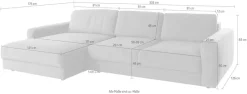 Home affaire Ecksofa »Bloomfield, elegant, viel Platz, Mega Couch, Breite 303cm, L-Form« extra tiefe Sitzfläche, wahlweise mit Sitztiefenverstellung