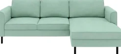 Home affaire Ecksofa »Booster II, whlw. mit Schlaffunktion & Bettkasten, Fuß schwarz« Recamiere beidseitig montierbar,L-Form, in Cord & Struktur LEO o. LINO