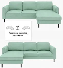 Home affaire Ecksofa »Booster II, whlw. mit Schlaffunktion & Bettkasten, Fuß schwarz« Recamiere beidseitig montierbar,L-Form, in Cord & Struktur LEO o. LINO