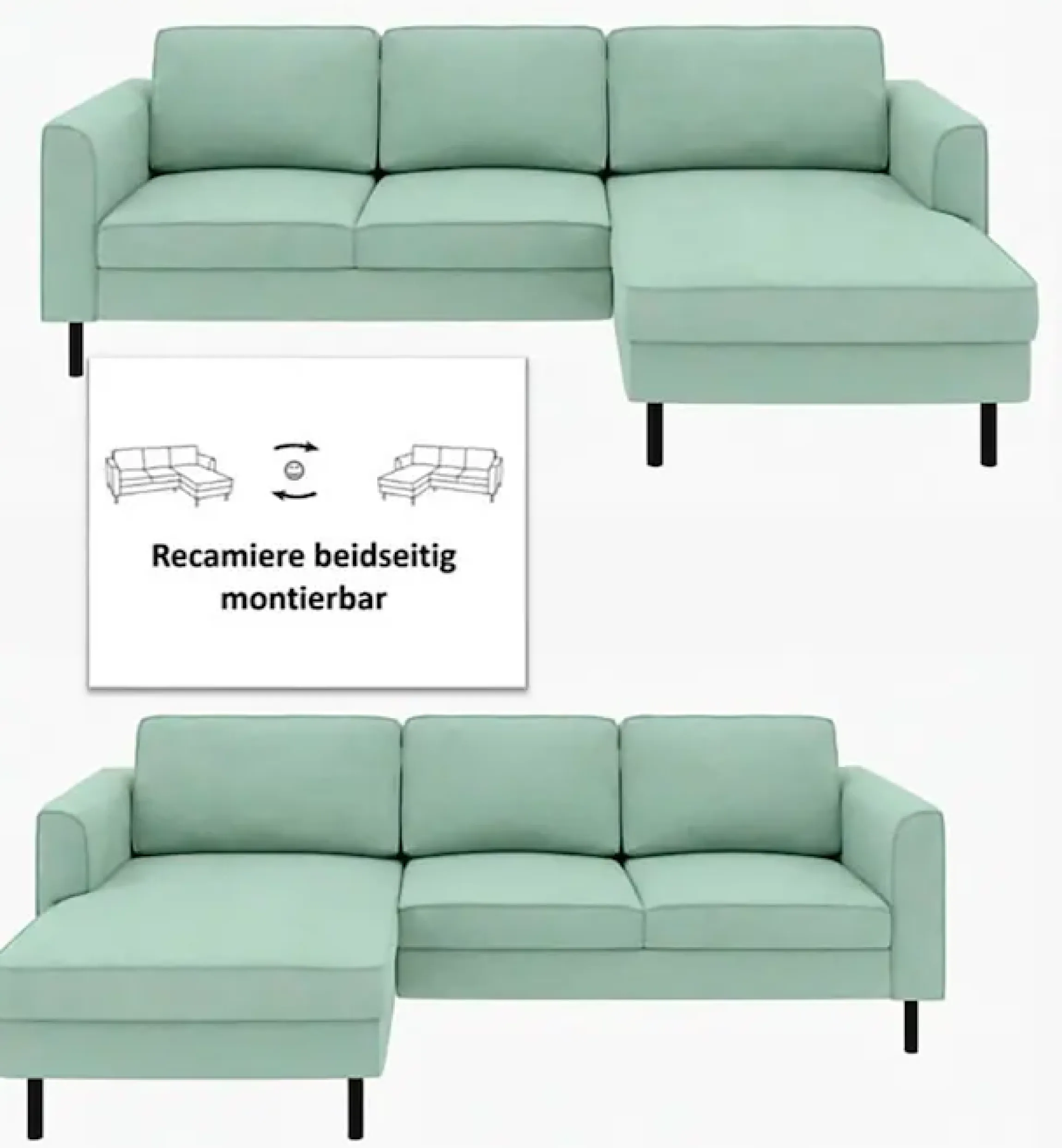Home affaire Ecksofa »Booster II, whlw. mit Schlaffunktion & Bettkasten, Fuß schwarz« Recamiere beidseitig montierbar,L-Form, in Cord & Struktur LEO o. LINO