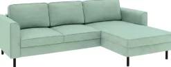 Home affaire Ecksofa »Booster II, whlw. mit Schlaffunktion & Bettkasten, Fuß schwarz« Recamiere beidseitig montierbar,L-Form, in Cord & Struktur LEO o. LINO