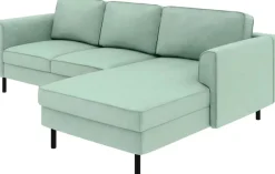 Home affaire Ecksofa »Booster II, whlw. mit Schlaffunktion & Bettkasten, Fuß schwarz« Recamiere beidseitig montierbar,L-Form, in Cord & Struktur LEO o. LINO