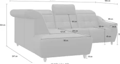 Home affaire Ecksofa »Boston L-Form« Kopfteilverstellung an jeder Sitzfläche, wahlweise Relaxfunktion