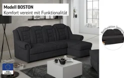 Home affaire Ecksofa »Boston L-Form« mit hoher Rückenlehne, wahlweise mit Schlaffunktion