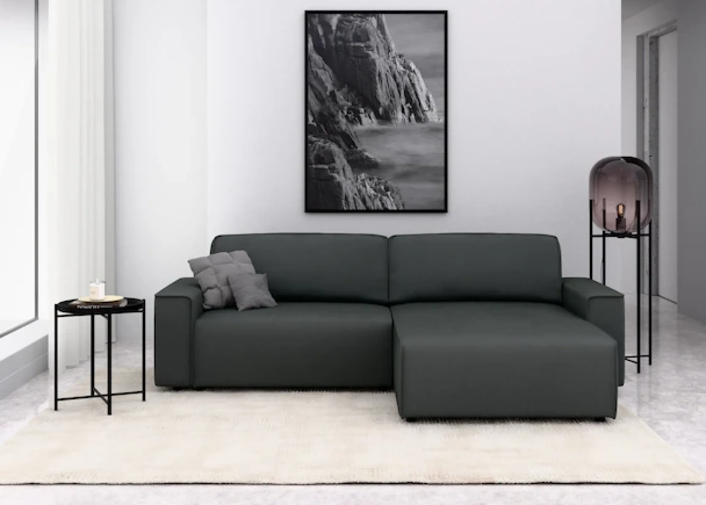 Home affaire Ecksofa »Chance, Recamiere beidseitig montierbar, Schlaffunktion, Breite 265 cm« in Struktur fein LINO, mit Schlaffunktion und Bettkasten