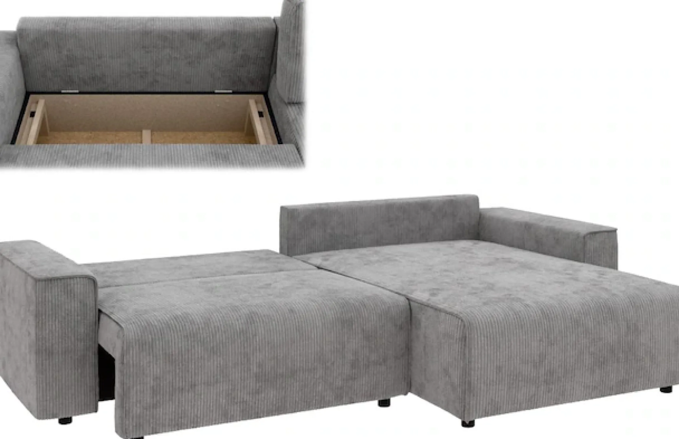 Home affaire Ecksofa »Chance, Recamiere beidseitig montierbar, Schlaffunktion, Breite 265 cm« in Struktur fein LINO, mit Schlaffunktion und Bettkasten