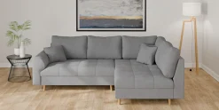 Home affaire Ecksofa »CHARRE L-Form mit Ottomane, Maße B/T/H: 231/161/81 cm« feine Steppung, lose Rücken- und Zierkissen, auch in Cord und Bouclé