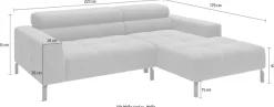 Home affaire Ecksofa »Claya, 223 cm breit, L-Form, Kopfteilverstellung« Moderne Steppung, weicher Polsteraufbau & saugroboterfreundliche Höhe