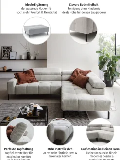 Home affaire Ecksofa »Claya, L-Form,incl. Kopfteilverstellung, Breite 276 cm« wahlweise elektrischer Sitzvorzug