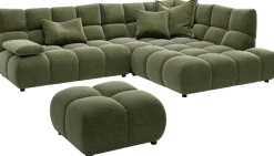 Home affaire Ecksofa »Cozy Bubble, mit klappbarer Armlehne, Breite 289 cm« mit eleganter Steppung, Rundumbezug & weicher Polsterung