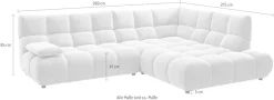 Home affaire Ecksofa »Cozy Bubble, mit klappbarer Armlehne, Breite 289 cm« mit eleganter Steppung, Rundumbezug & weicher Polsterung