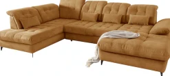 Home affaire Ecksofa »Delphino, Multifunktionen, 358 x 216 cm, modern & bequem« Microfaser, L-Form, Bettfunktion, Nierenkissen, Verstellungen