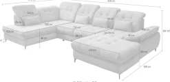 Home affaire Ecksofa »Delphino, Multifunktionen, 358 x 216 cm, modern & bequem« Microfaser, L-Form, Bettfunktion, Nierenkissen, Verstellungen