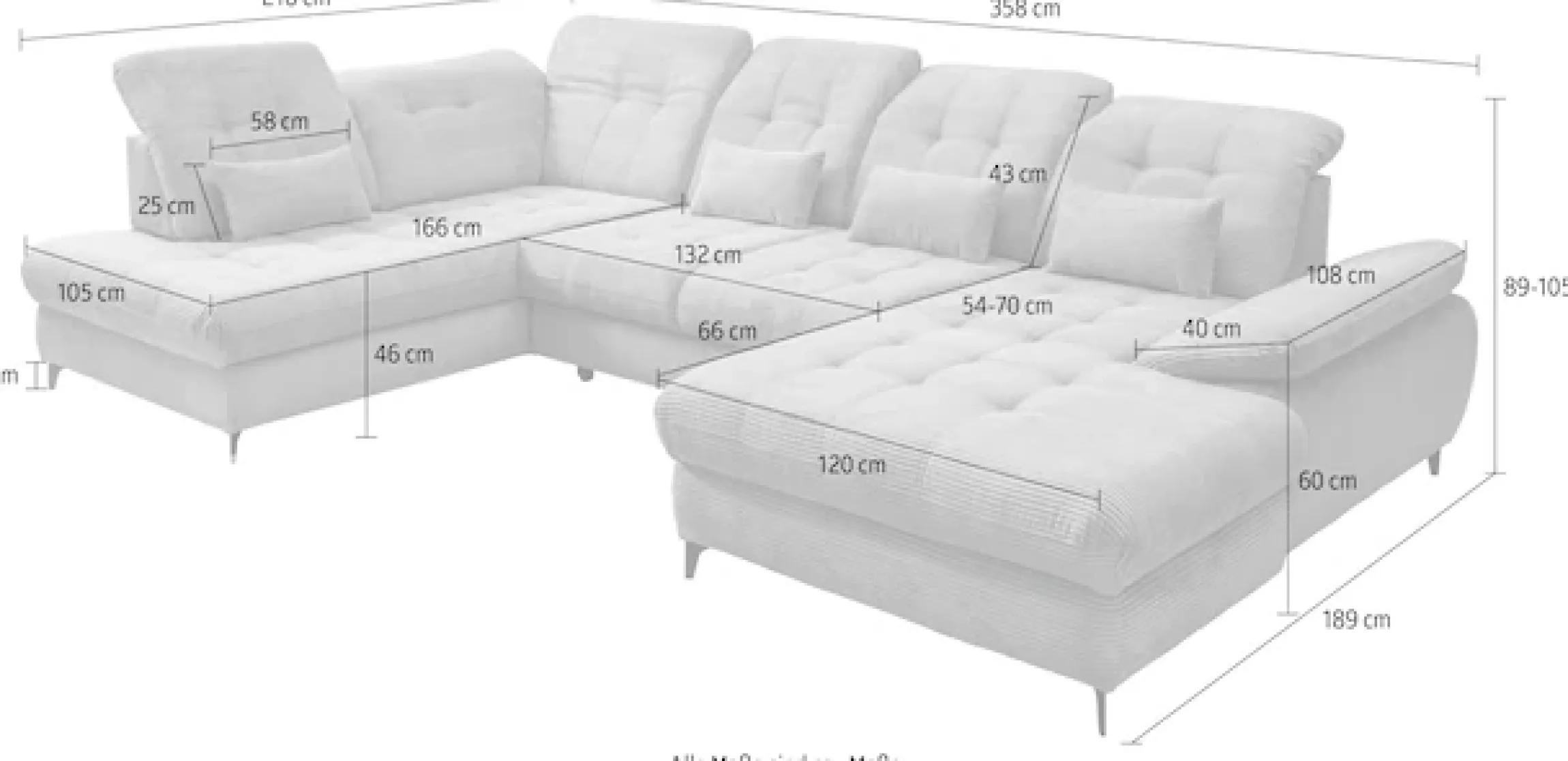 Home affaire Ecksofa »Delphino, Multifunktionen, 358 x 216 cm, modern & bequem« Microfaser, L-Form, Bettfunktion, Nierenkissen, Verstellungen