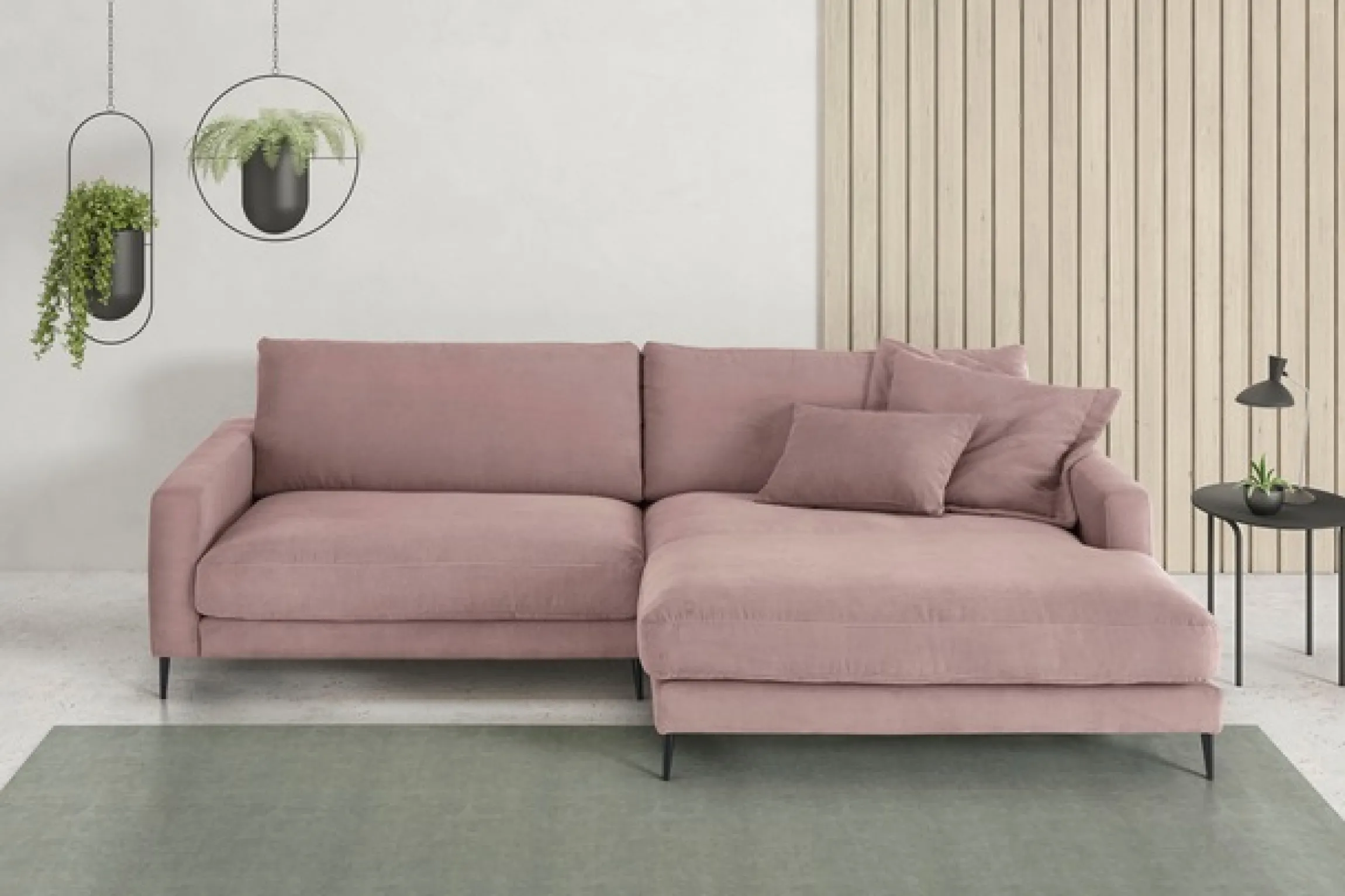 Home affaire Ecksofa »Downtown, B/T/H: 272/190/84 cm L-Form« weicher Sitzkomfort auch in Cord und Bouclé, incl. Zierkissen
