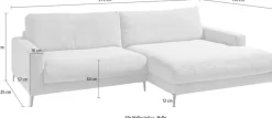 Home affaire Ecksofa »Downtown, B/T/H: 272/190/84 cm L-Form« weicher Sitzkomfort auch in Cord und Bouclé, incl. Zierkissen