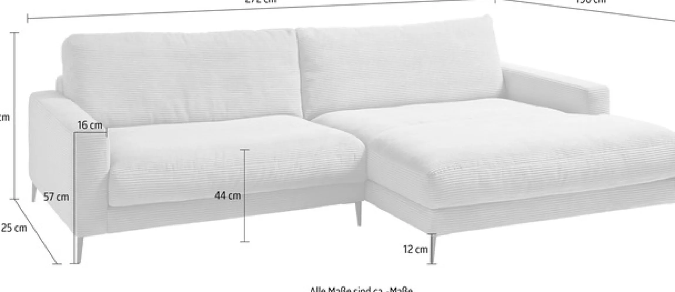 Home affaire Ecksofa »Downtown, B/T/H: 272/190/84 cm L-Form« weicher Sitzkomfort auch in Cord und Bouclé, incl. Zierkissen