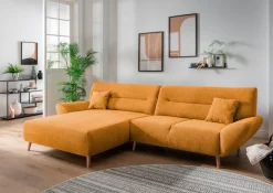 Home affaire Ecksofa »Drago, elegant und zeitlos, komfortabel, Holzfuß, L-Form, Breite 290cm« frei im Raum stellbar, inkl. 2 Zierkissen