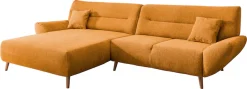 Home affaire Ecksofa »Drago, elegant und zeitlos, komfortabel, Holzfuß, L-Form, Breite 290cm« frei im Raum stellbar, inkl. 2 Zierkissen