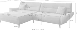 Home affaire Ecksofa »Drago, elegant und zeitlos, komfortabel, Holzfuß, L-Form, Breite 290cm« frei im Raum stellbar, inkl. 2 Zierkissen