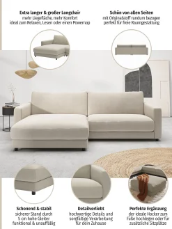Home affaire Ecksofa »Ecksofa Jiro, L-Form, große Sitztiefe, Breite 265 cm« lose Sitz- & Rückenkissen, weicher Polsteraufbau, komfortabel & modern